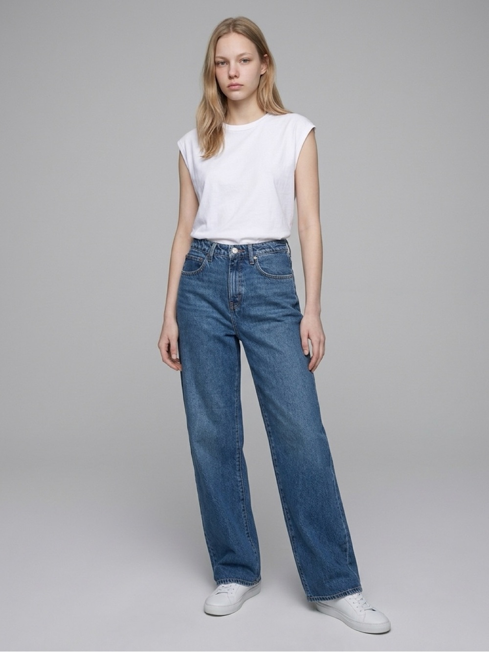 Frame denim womens high rise straight leg barrel look vintage blue wash size 26